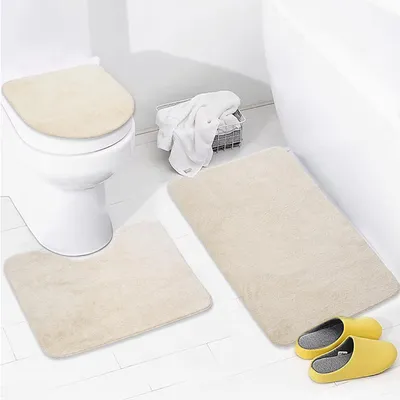 Produktbild von Set von 3 Rutschfesten Badmatten mit Lederalter Beige