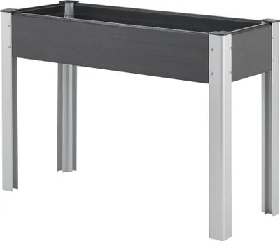 Zdjęcie produktu dla Grządka Beverwijk 100 x 40 x 75 cm Grządka do sadzenia z podstawą z siatki Grządka do sadzenia warzyw Odporna na warunki atmosferyczne Aluminiowa rama Ciemnoszara