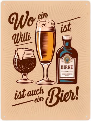 Produktbild von Wo ein Willi da ist auch Bier Metallschild XXL in 28x38 cm