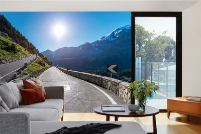 Produktbild von Vlies Fototapete STRAßE IN DEN ALPEN 375 x 250 cm (inkl. Kleister) - Vlies Tapete, Wandtapete, Wandbilder - Tapete für Wohnzimmer Schlafzimmer, Büro, Küche - Montagefertig
