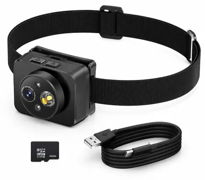 Produktbild von Stirnkamera mit LED – 1080P Camcorder, 64 GB, wiederaufladbar, verstellbar – Für Elektriker, Fahrradfahrer und Angler