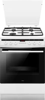 Obrázok produktu pre Amica 617GEH3.33HZpTaDpA(W) PIZZA, Voľne stojaci sporák, Biela, Tlačidlá, Otočné, LED, Smalt, Spodok