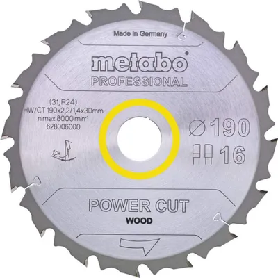 Produktbild von Kreissägeblatt power cut wood professional D190xB2,6xBohrung20mm 14Z. WZ