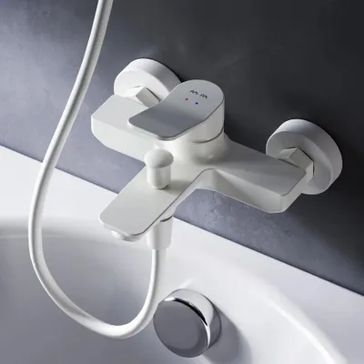 Produktbild von AM.PM Badewannenarmatur Wannenarmatur Weiß Einhebelmischer Wandmontage Bad Messing Badewannen Armaturen
