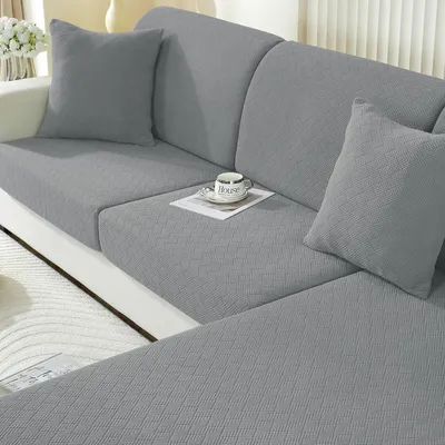 Immagine prodotto di Copertura per cuscini da seduta, elasticizzata, antiscivolo, lavabile, grigio chiaro, set da 3