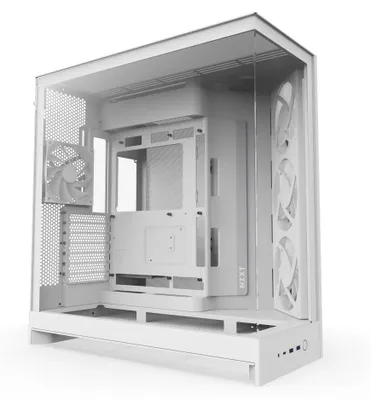 Obrázok produktu pre NZXT H9 Flow RGB, Midi Tower, PC, Biela, ATX, EATX, micro ATX, Mini-ITX, Sieťovina, SGCC, Temperované sklo, 16,5 cm