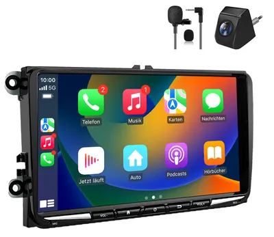 Produktbild von Android Radio mit Kamera 128GB für VW Golf 5 6 Tiguan 5N Touran 1T mit CarPlay & Android Auto Navigation & Bluetooth 9 Zoll 4G LTE DAB+ Mikrofon