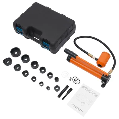 Immagine prodotto di Set idraulico per punzonatura - Pompa manuale - Forza di pressatura 80 kN - Corsa 25 mm - 6 matrici - Arancione