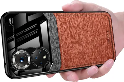 Immagine prodotto di Honor 50 Custodia, Hybrid TPU Bumper, antiscivolo, custodia in pelle con texture Litchi e protezione in vetro per Honor 50 Brown