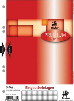 Immagine prodotto di 10x Staufen® 734033605 Inserto per raccoglitori ad anelli PREMIUM LIN 5 - A5, 90 g/mq, 50 fogli