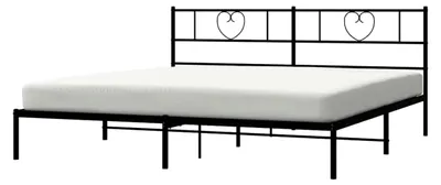 Produktbild von Bettgestell mit Kopfteil und Lattenrost, Metallbett für Schlafzimmer, Doppelbett Gästebett, Schwarz 180x200cm