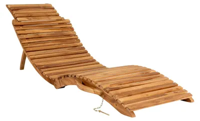 Image de Chaise longue de jardin Arrieta en teck naturel