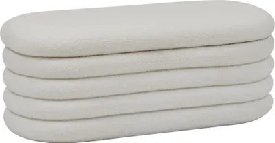 Zdjęcie produktu dla Siedzisko do przedpokoju GIULIA boucle, ze schowkiem, 110 x 46 x 40,5 cm