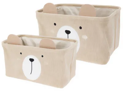 Obrázek produktu pro Úložné koše na hračky CUTIE s ušima, manšestrové, 2 ks