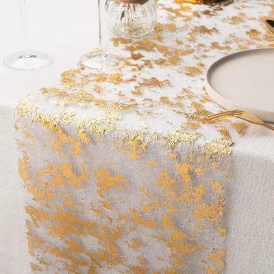 Produktbild von Tischläufer aus Netz mit Goldfolie - M - 28*500cm - Tischläufer aus Polyester - Dekoration aus metallischem Tischband - Tischläufer aus vergoldetem Netz mit Folie - geeignet für Feste, Feiern, Geburtstage, Hochzeiten, Weihnachten, Babypartys, DIY