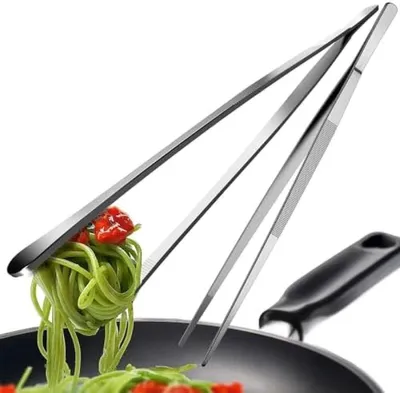 Produktbild von PolkaHome® Kochpinzette Set, 2 Stück – Edelstahl Küchenzange, 30 cm, Grillzange und Dekorierzange