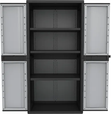 Produktbild von Kreher® XXL Kunststoffschrank „Jumbo“ – 180 cm Aufbewahrungsschrank mit 3 Böden, abschließbar, wetterfest, robust – Werkstatt-, Keller-, Gartenschrank