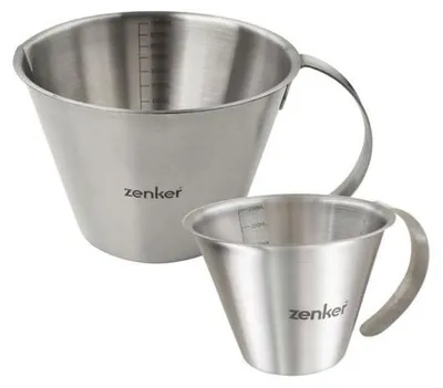 Productafbeelding van Zenker doseermokken, set van 2, roestvrij staal, 250 ml en 1 liter, met schenktuit