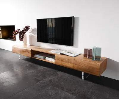 Produktbild von DELIFE Lowboard New Live-Edge 240 cm Akazie Natur 4 Türen 1 Fach Acrylfuß