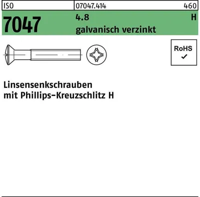 Produktbild von Reyher  Linsensenkschrauben ISO 7047 4.8 M 8x45 -H vz (100 Stück)