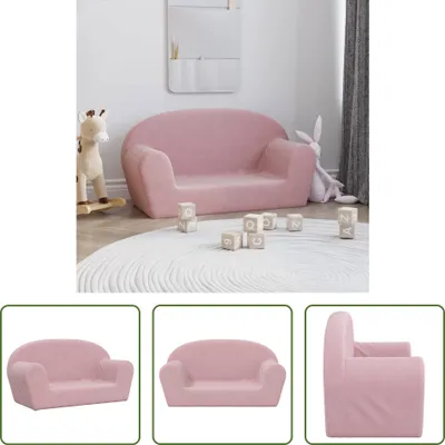 Produktbild von The Living Store Kindersofa 2-Sitzer Rosa Weich Plüsch