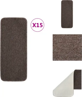 Produktbild von vidaXL Antirutsch Stufenmatten 15 Stk. 60x25 cm Braun Rechteckig - Stufenteppiche