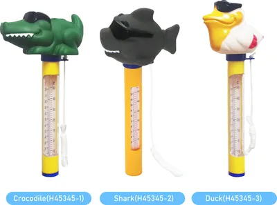 Image de Thermomètre de piscine flottant en forme d'animal de bande dessinée Thermomètre de température de l'eau avec cordon pour les piscines extérieures et intérieures, les spas et les bassins à poissons