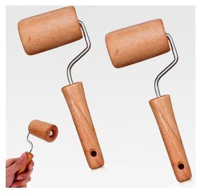 Produktbild von 2 Stück Kleine Teigrolle, Teigausroller aus Holz, Küchenhelfer für Hobbybäcker