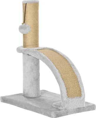 Produktbild von Katzenkratzbaum Grau mit Jute, Kratzbrett und Glockenkugel, 34x24x43 cm