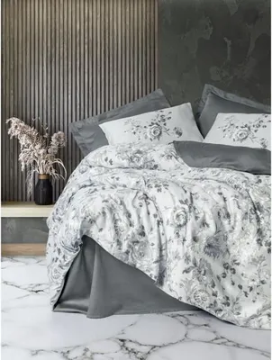 Produktbild von Bettwäsche-Set, 220 x 240 cm, 100% Baumwollsatin, Grau, 2 Kissenbezüge 60 x 60 cm