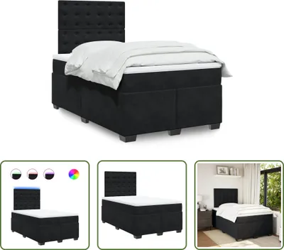 Produktbild von The Living Store Boxspringbett mit Matratze Schwarz 120x190 cm Samt