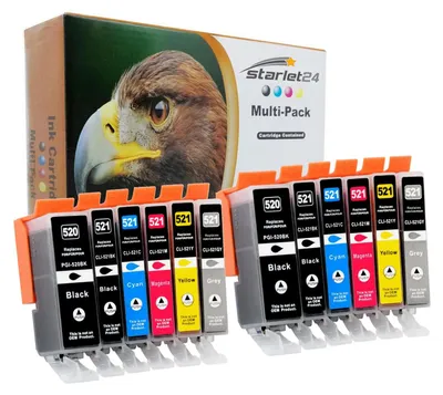 Produktbild von 12x D&C Tintenpatronen ersetzt Canon PGI-520 CLI-521 - für Canon Pixma iP3600 iP4600 iP4700, MP540 MP550 MP560 MP620 MP630 MP640 MP980, MX860 MX870