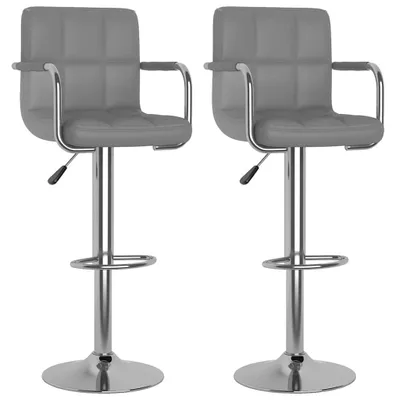 Imagen del producto de vidaXL Taburetes de bar, 2 unidades, color gris, tapizados en cuero sintético