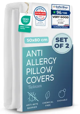 Obrázok produktu pre Poťahy na vankúše, proti roztočom, hypoalergénne, 2 kusy, 50x80 cm, vhodné pre alergikov