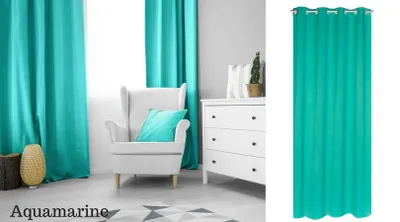 Obrázok produktu pre Tepelná záclona nepriehľadná Oeko-Tex Eyelet Scarf Aquamarine 140x250 cm Okenná záclona Blackout