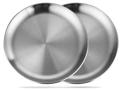 Produktbild von 2er Set Edelstahl Teller Rund für Camping und Outdoor