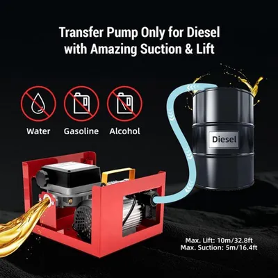Immagine prodotto di Pompa di trasferimento diesel - Gruppo elettrico autoaspirante da 550 W - 60 litri/minuto - 2800 giri/minuto