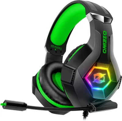 Produktbild von Over-Ear Gaming Headset mit Mikrofon, 3D Surround Sound, RGB-Beleuchtung, Geräuschunterdrückung, 3.5mm Multiplattform für Konsole & PC