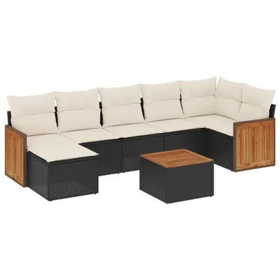 Produktbild von vidaXL 8-tlg. Garten-Sofagarnitur mit Kissen Schwarz Poly Rattan