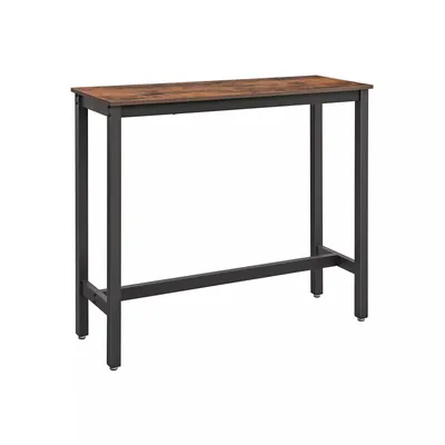 Image de In And OutdoorMatch Table de bar Lesley - Rectangulaire - Industriel - Table de bar pour l'intérieur et l'extérieur - Métal et bois - 120x40x100cm