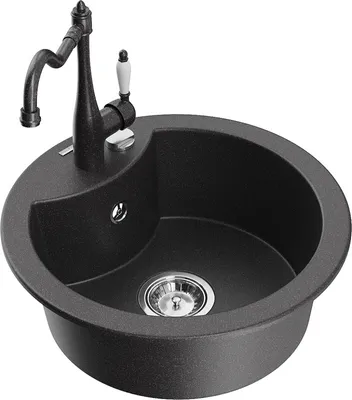 Produktbild von Mexen Diego 1-Becken-Granit-Spüle mit Mischbatterie Carla, Schwarz gesprenkelt - 6512-76-670700-76