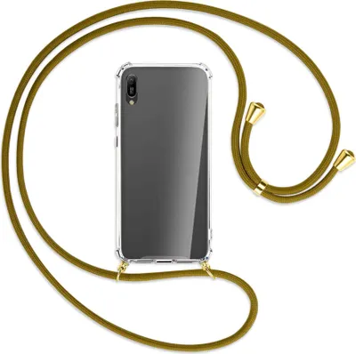Produktbild von Handykette Backcover-Schutzhülle mit Band (Metall goldfarben) für Huawei Y6 2019 - khaki