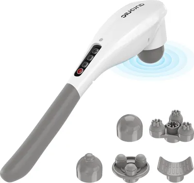 Produktbild von Auronic Massagegerät Kabellos - Rücken- und Nackenmassagegerät - 5 Aufsätze - Weiß/Grau