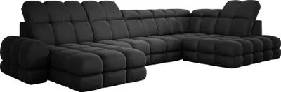 Produktbild von DomoHome Ecksofa Tollo Anthrazit Solar-Stoff Rechte Seite 400x217x105 cm, U-Form Sofa mit Schlaffunktion, Bettkasten 120x85x17 cm, Elektrisch Verstellbar