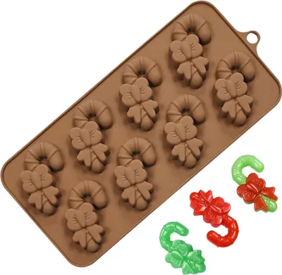 Produktbild von 2 Weihnachtsschokoladenformen - 8 Mulden, Weihnachtsdekoration, Bastelmaterialien, Bänderstäbe, Schokoladenkerzenformen, geeignet für Süßigkeiten, Fondant, Tortendekoration, Gummikerzen, Schmelzseife