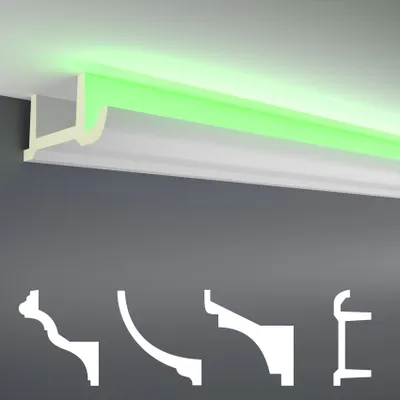 Produktbild von LED Stuckleisten aus Polyurethan- lichtundurchlässig, Variantenvielfalt & vorgrundiert - Sparpakete
