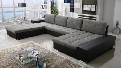 Produktbild von Sofa Couchgarnitur VERONA U Couch Sofagarnitur U Wohnlandschaft mit Schlaffunktion und Bettkasten