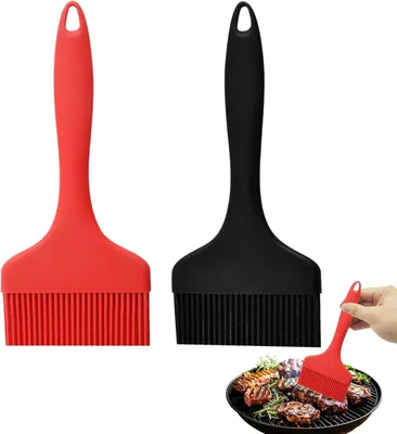 Obrázok produktu pre Silikónový kuchynský štetec 9 cm, extra široký, 2 kusy, čierna červená, na grilovanie