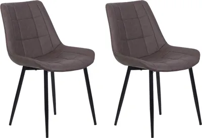 Produktbild von BELIANI Esszimmerstuhl 2er Set Dunkelbraun Kunstleder mit Schwarzen Metallbeinen Retro Design Stuhl Ohne Armlehnen Wohnzimmer Esszimmer Ausstattung