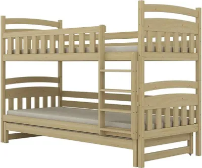 Zdjęcie produktu dla Łóżko piętrowe JULITA 160x80 sosna lakierowana drewniane trzyosobowe